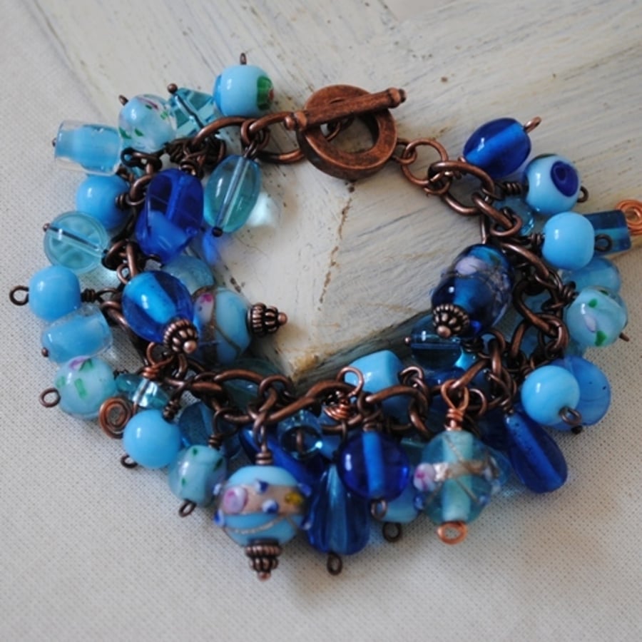 Sale-Turquoise & capri charm bracelet