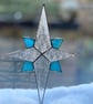 Stained glass Bethlehem star - Clear Florentine glass with deep turquioise quart