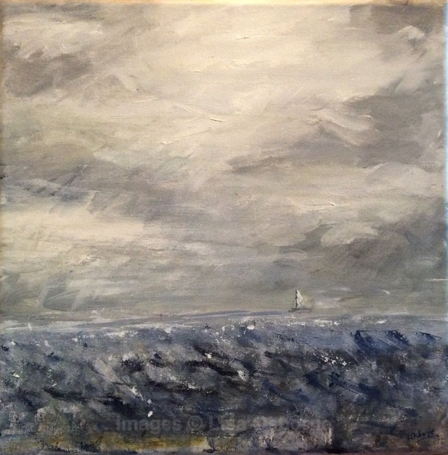 Rough seas - original acrylic painting on canvas. Coast. Sailing.