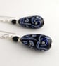Blue & Black Pattern Drop Earrings - Image 3