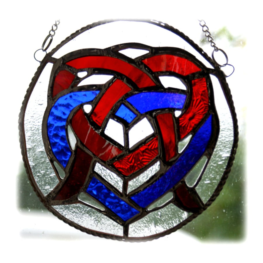 Celtic Heart Stained Glass Suncatcher Handmade Ring 