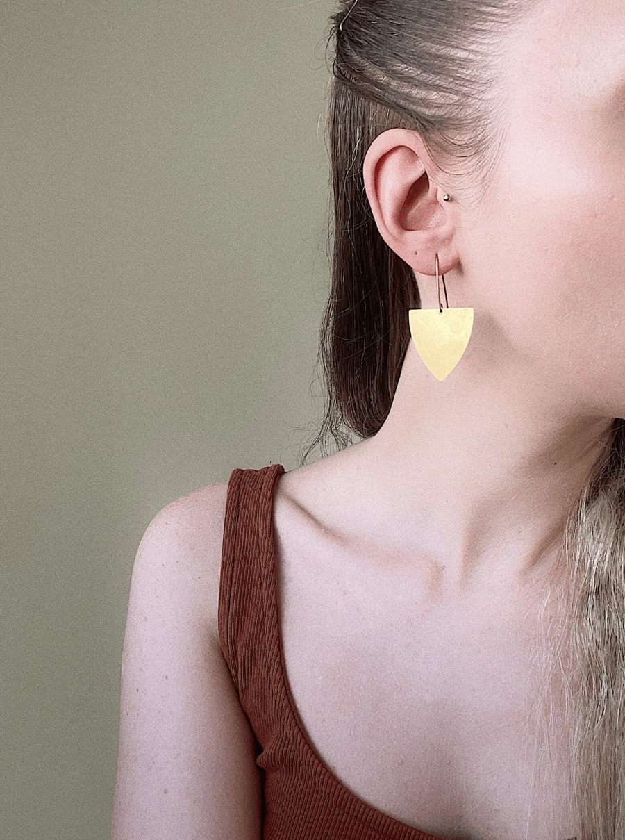 Minimalist geometric brass earrings, gift for her, geometric jewellery