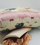 Cushion cover 16" cream floral,  hearts, pink satin boarder.  - Image 4