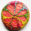 Buttons 1 inch button Hand Dyed Silks and Cottons Free Machine Embroidery Button