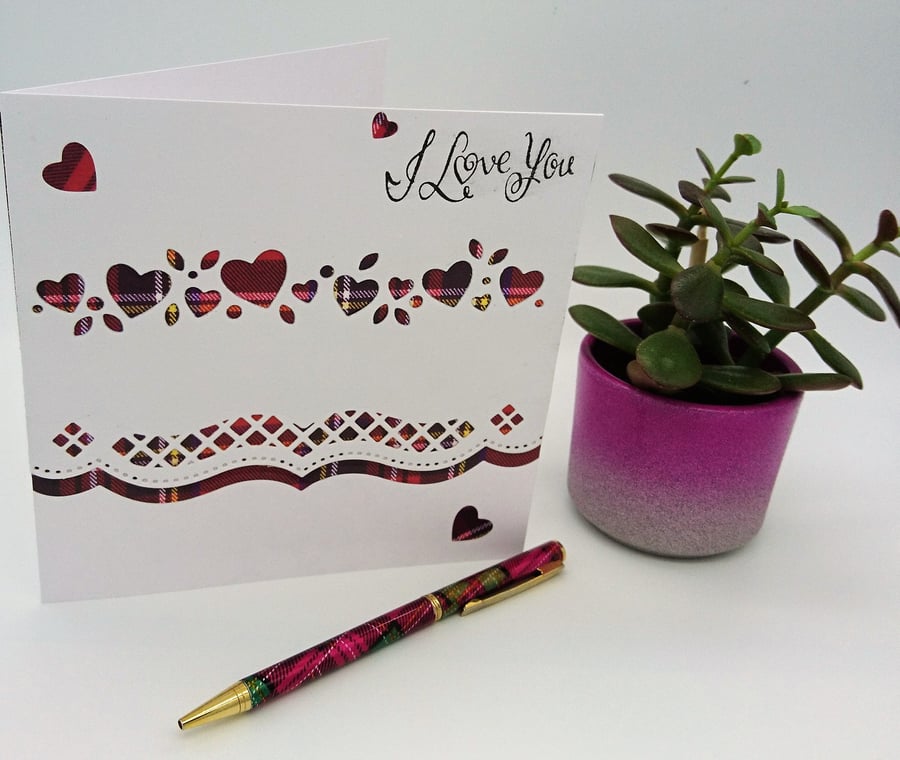 Anniversary, Birthday Tartan Card, or just to say "I Love You" FREE P&P U.K.