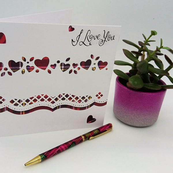 Anniversary, Birthday Tartan Card, or just to say "I Love You" FREE P&P U.K.