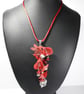 Red & Silver Lucite Flower Necklace - Image 8