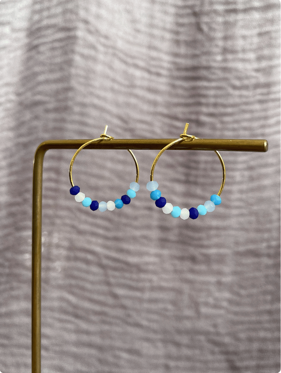 Beaded hoop earrings, beaded earrings, gift for her, handmade jewellery