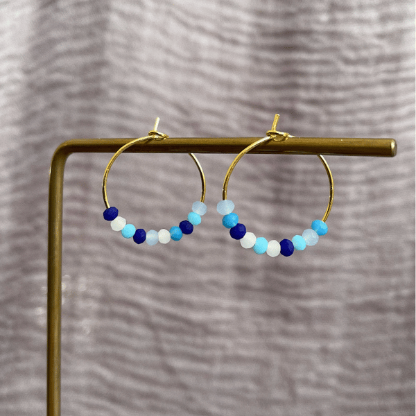 Beaded hoop earrings, beaded earrings, gift for her, handmade jewellery