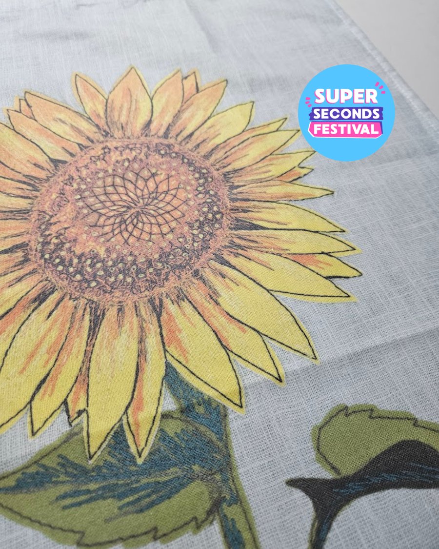 Super Seconds Festival, Sunflower organic cotton tea towel, ex-display