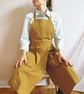 Potters apron, canvas pleated pinafore, split leg, 3 pockets. Ochre No14:2 - Image 1