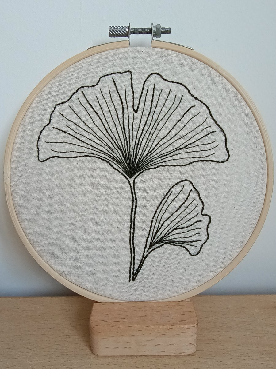 Beginners ginkgo leaf themed embroidery stitching hoop, sewing craft kit