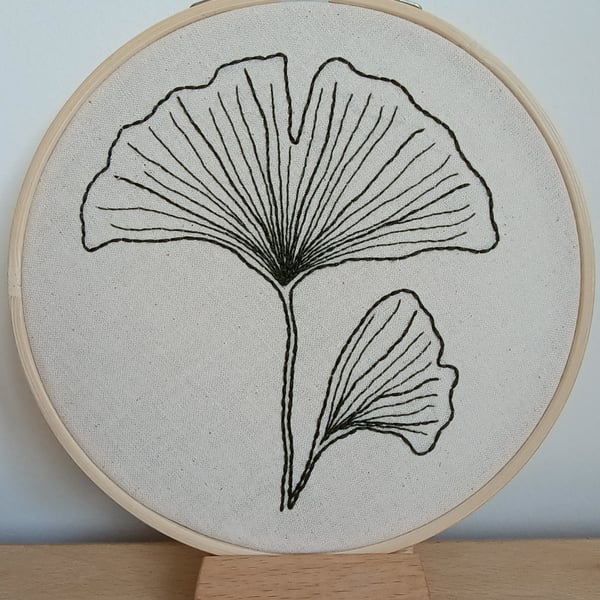 Beginners ginkgo leaf themed embroidery stitching hoop, sewing craft kit