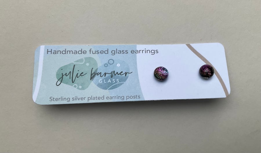 Fused glass handmade stud earrings 