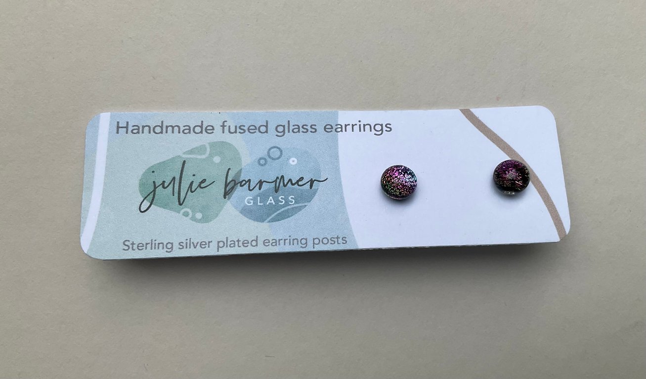 Fused glass handmade stud earrings 