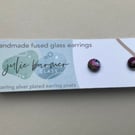 Fused glass handmade stud earrings 