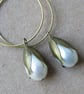 Earrings Freshwater Pearl Drops Bronze Caps on Hypoalergenic Brass hoops