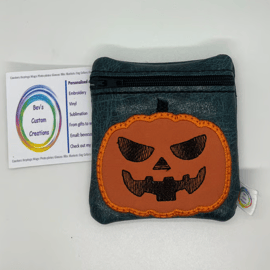 Pumpkin Embroidered mini purse, Green