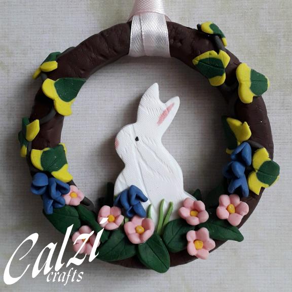 Easter Spring Rabbit Floral Wreath