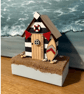 Handmade Wooden Blue Beach Hut Ornament with Sand and Seashells