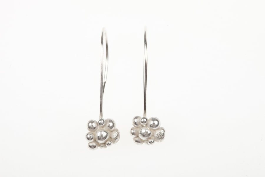 Silver Cluster Dangle Earrings  