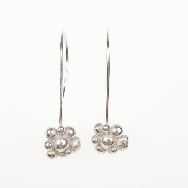 Silver Cluster Dangle Earrings  