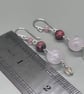 Rose Quartz and Jasper dropper earrings, sterling silver wires - Image 4