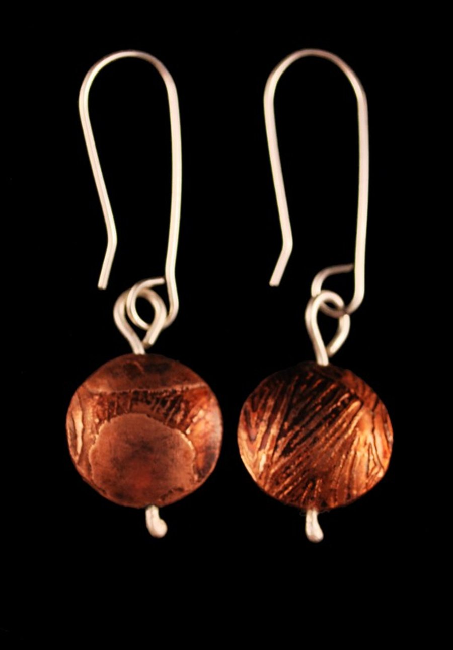 Copper Pattern Capsule Drop Earrings