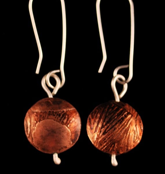 Copper Pattern Capsule Drop Earrings