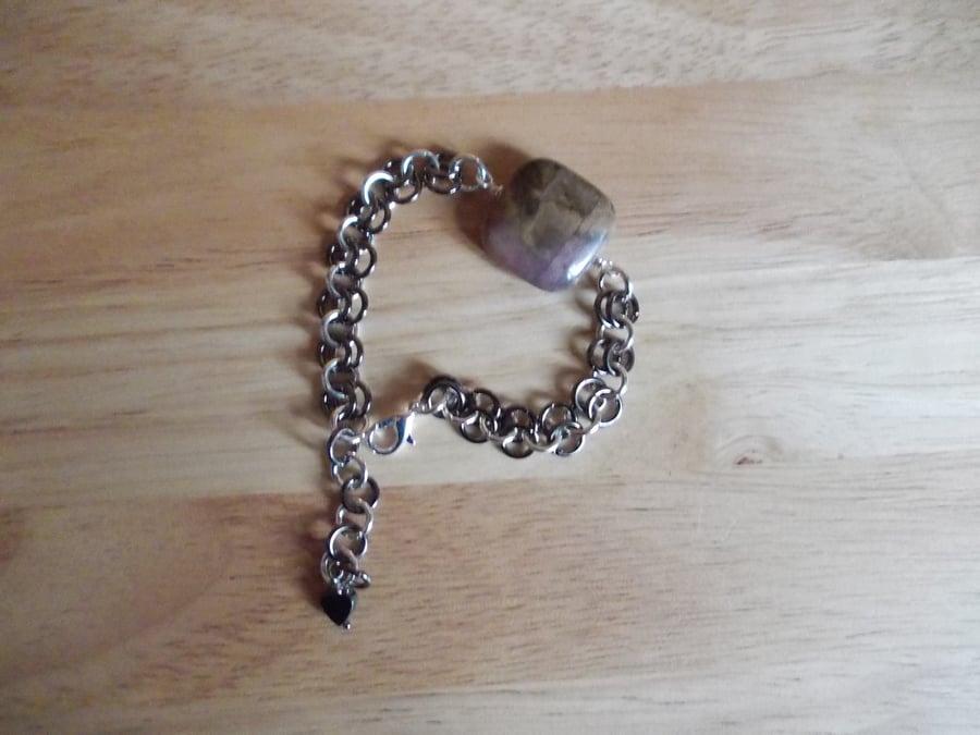 Rhodonite Square chainmaille bracelet