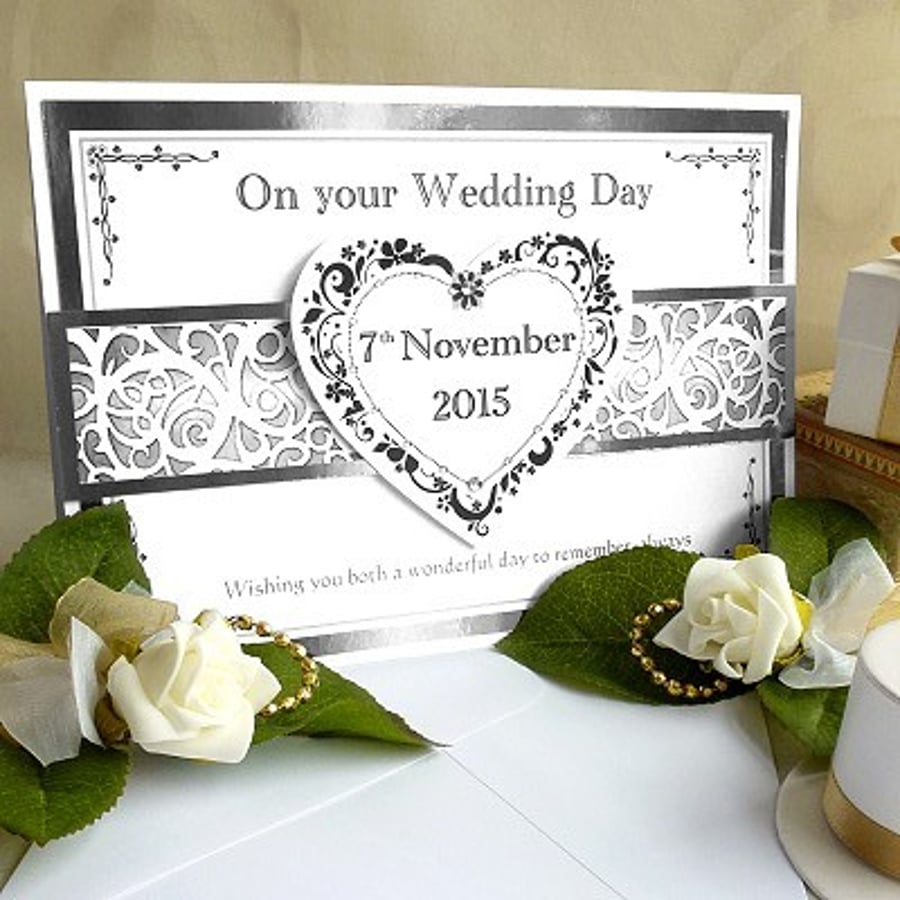 Personalised handmade Wedding Day card