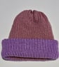 Girls Dark Pink & Lilac Wool Beanie 6-12 Months