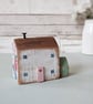 Little Handmade Painted Wooden House with Teeny Side Shed