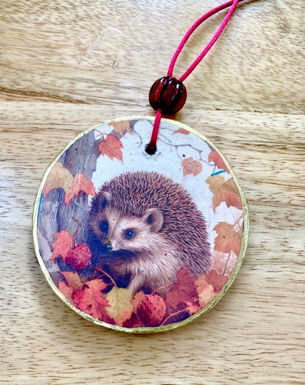 Hedgehog Wood Slice Hanging Decoration Hedgie Lovers Hedgehog Gift Hedgepig