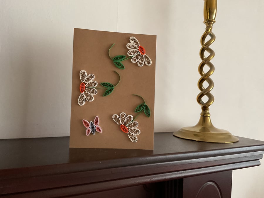 Quilled White Daisies and Butterfly