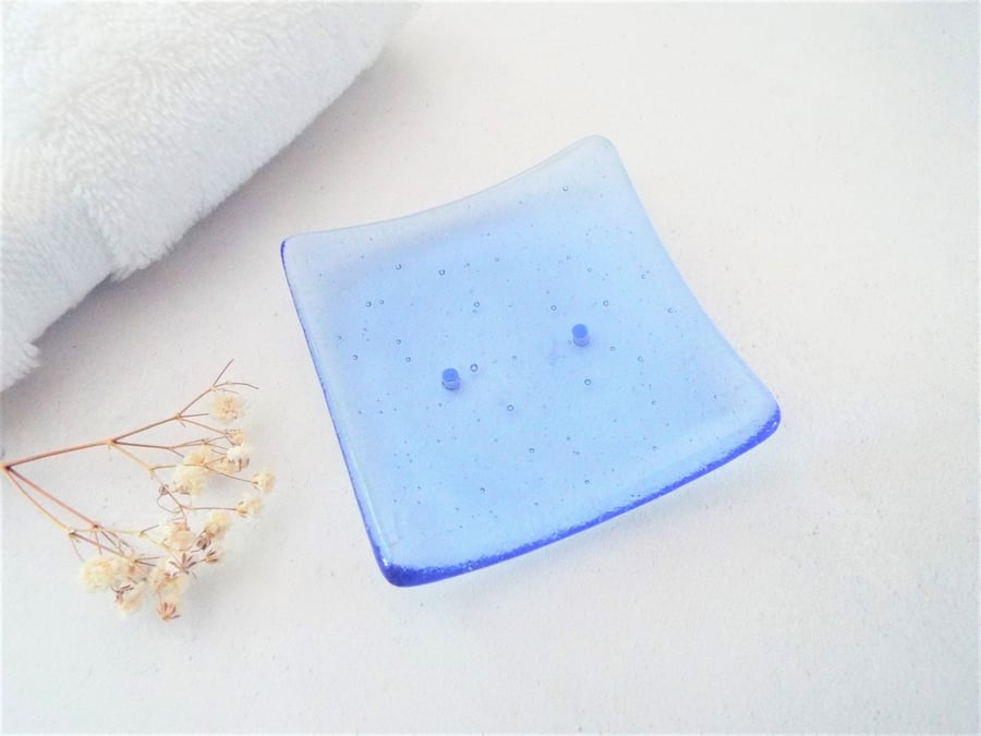 Little Soap Dish in Sapphire Blue Tint Glass