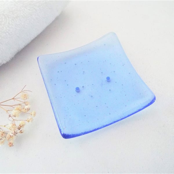 Little Soap Dish in Sapphire Blue Tint Glass