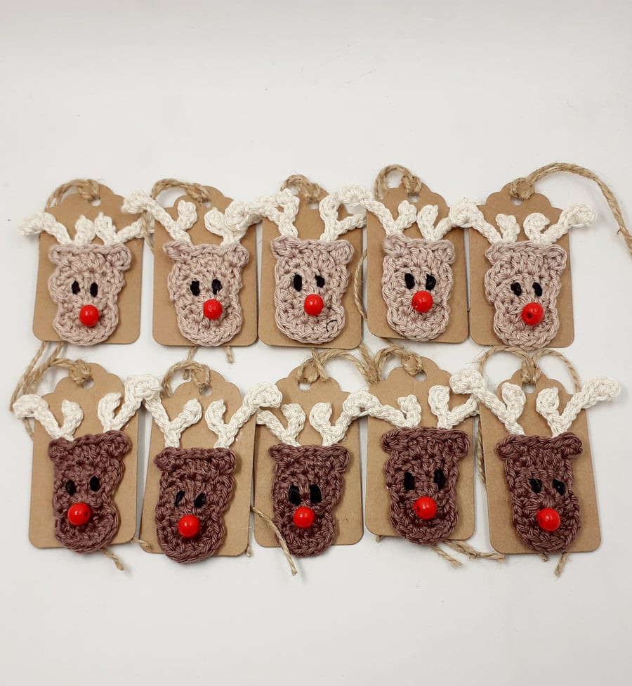 Reserved for Sarah-  Set of 10 Rudolph Gift Tags