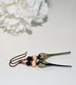 Long black lampwork glass earrings