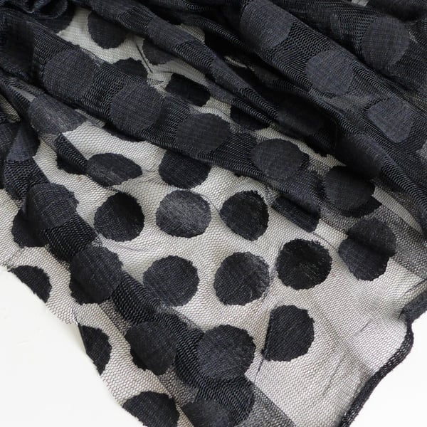 Black large spot tulle fabric - sold per metre