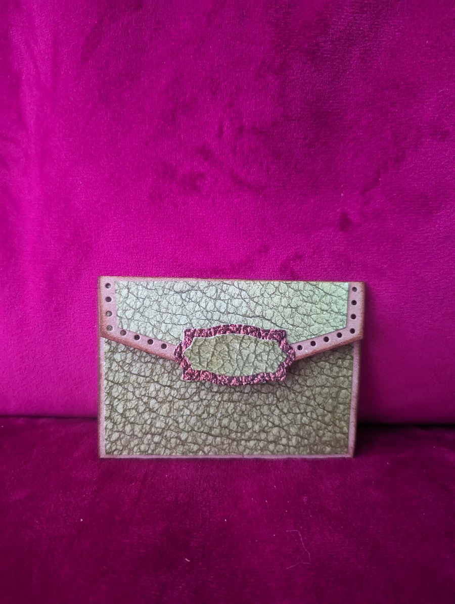 Faux Leather and Check Gift Card Holder