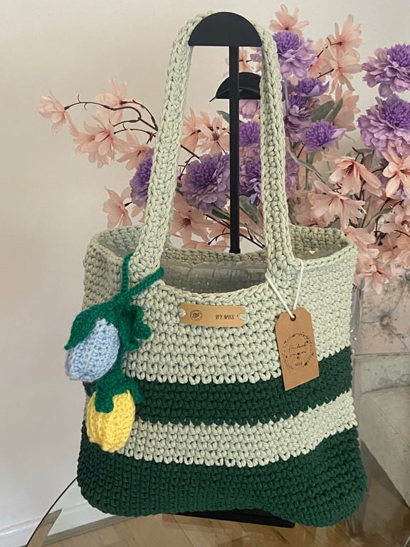 Handmade macrame crochet tote bag 