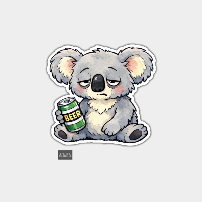 Funny Snarky Vinyl Sticker For Adults - Cute Grumpy Koala