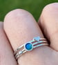 Enamel Stack Ring, rockpool ring, hammered silver stack ring, gold heart ring,  - Image 5