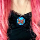 Handpainted butterfly necklace 