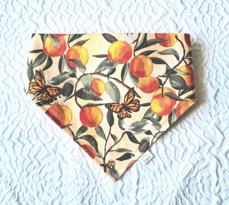 Scrunchie Dog and Cat Bandana - "Butterfly Joy", 100% Cotton, Stylish