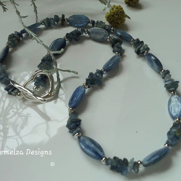 Blue Kyanite Silver Plated Necklace