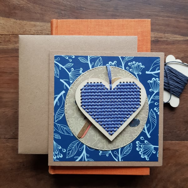 Blue Christmas decoration with robin card