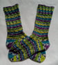 Hand-cranked Knitted Ribbed Wool Socks Size 6 to 7 - Image 4