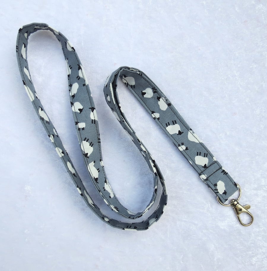 Cotton lanyard, with swivel lobster clip, sheep, sheep lanyard